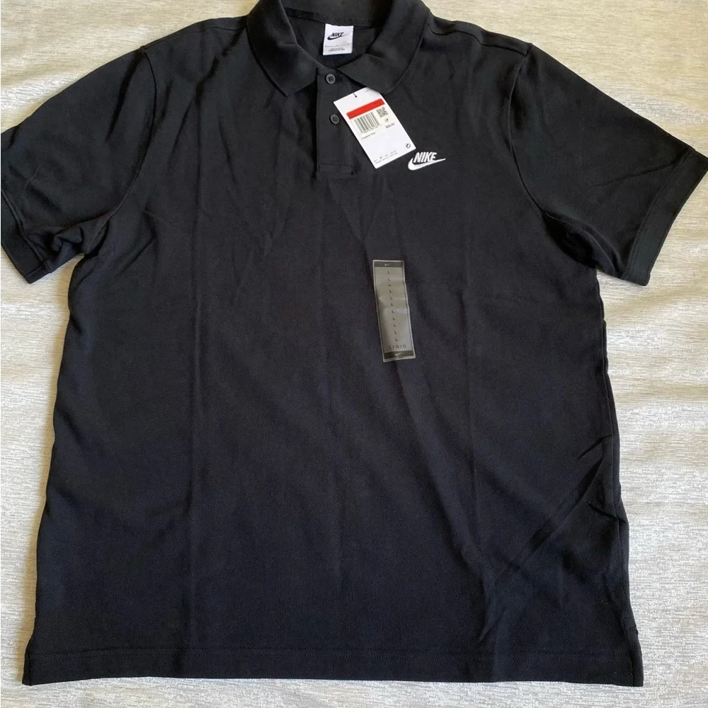 Nike Men’s Black Polo Shirt with Logo Size L NWT